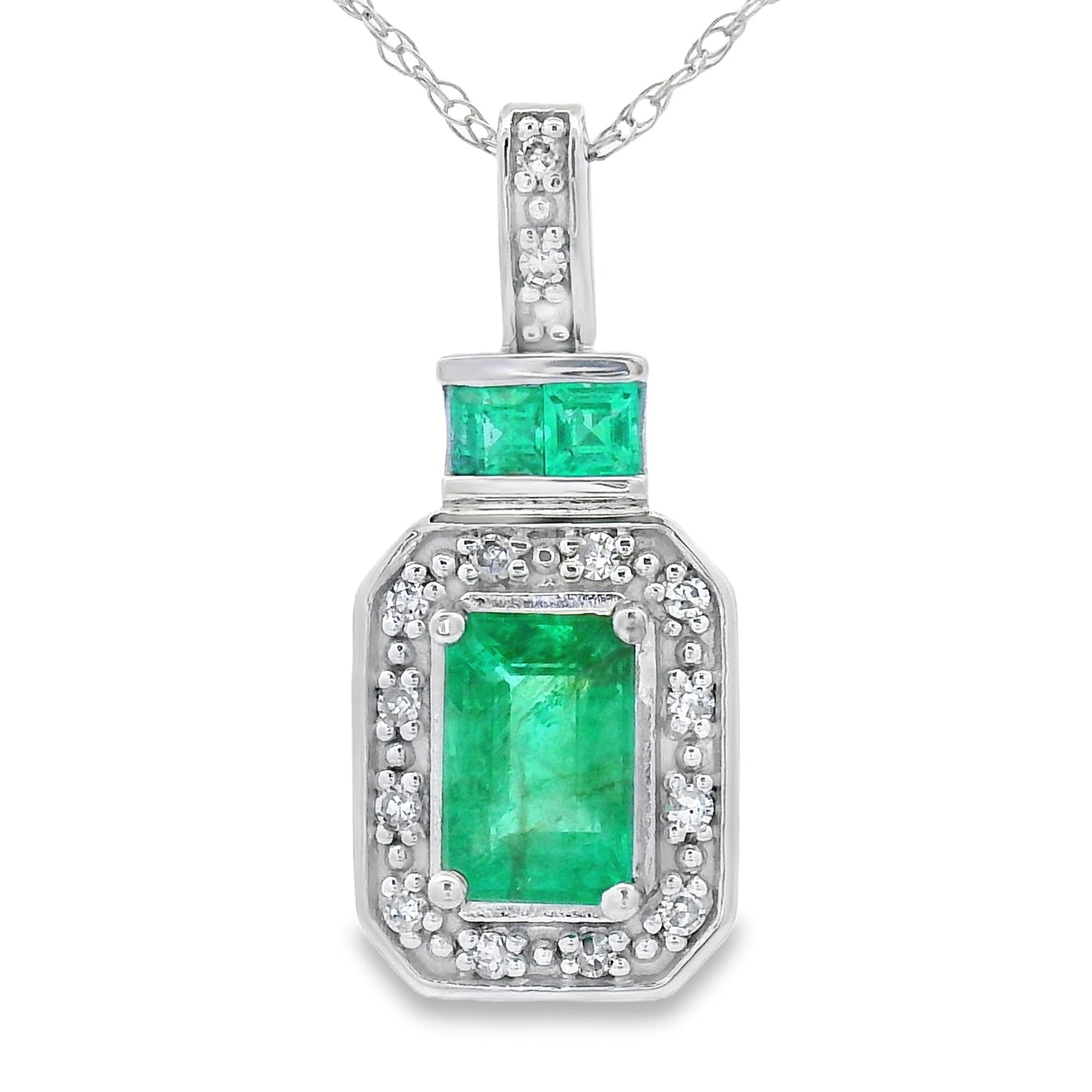 .64ct Emerald Diamond Fashion Pendants 14KT White Gold Bids.com