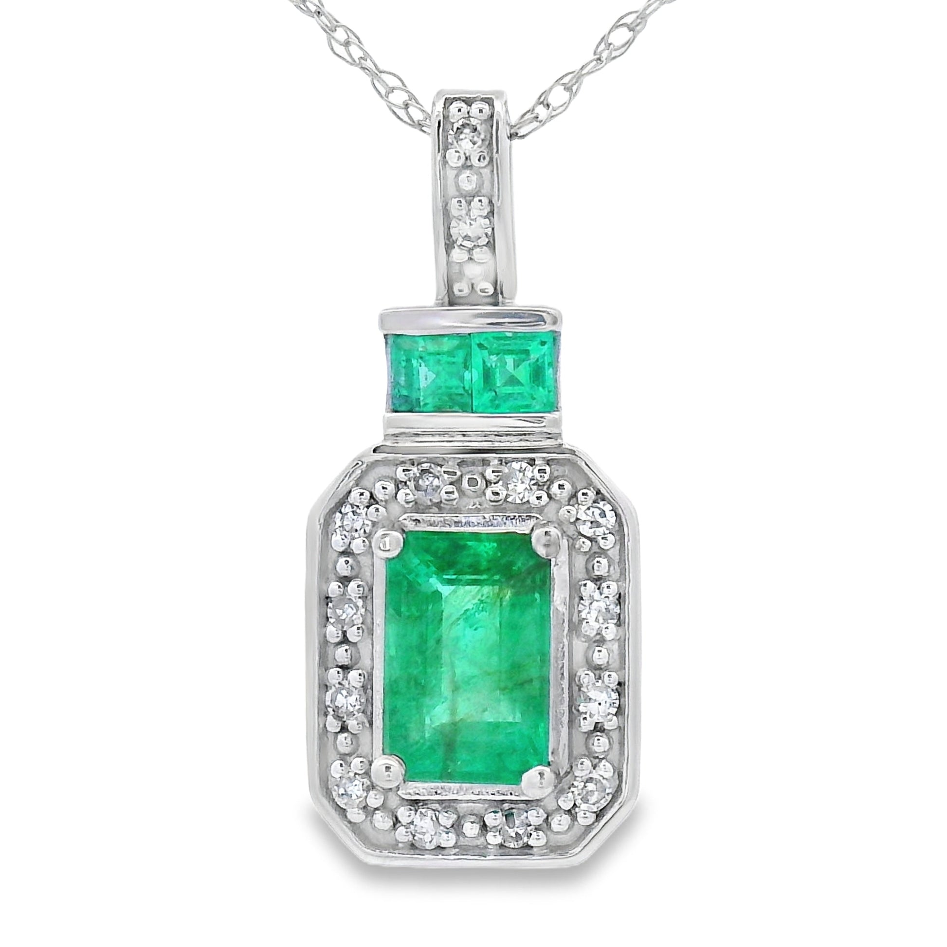 .64ct Emerald Diamond Fashion Pendants 14KT White Gold Bids.com
