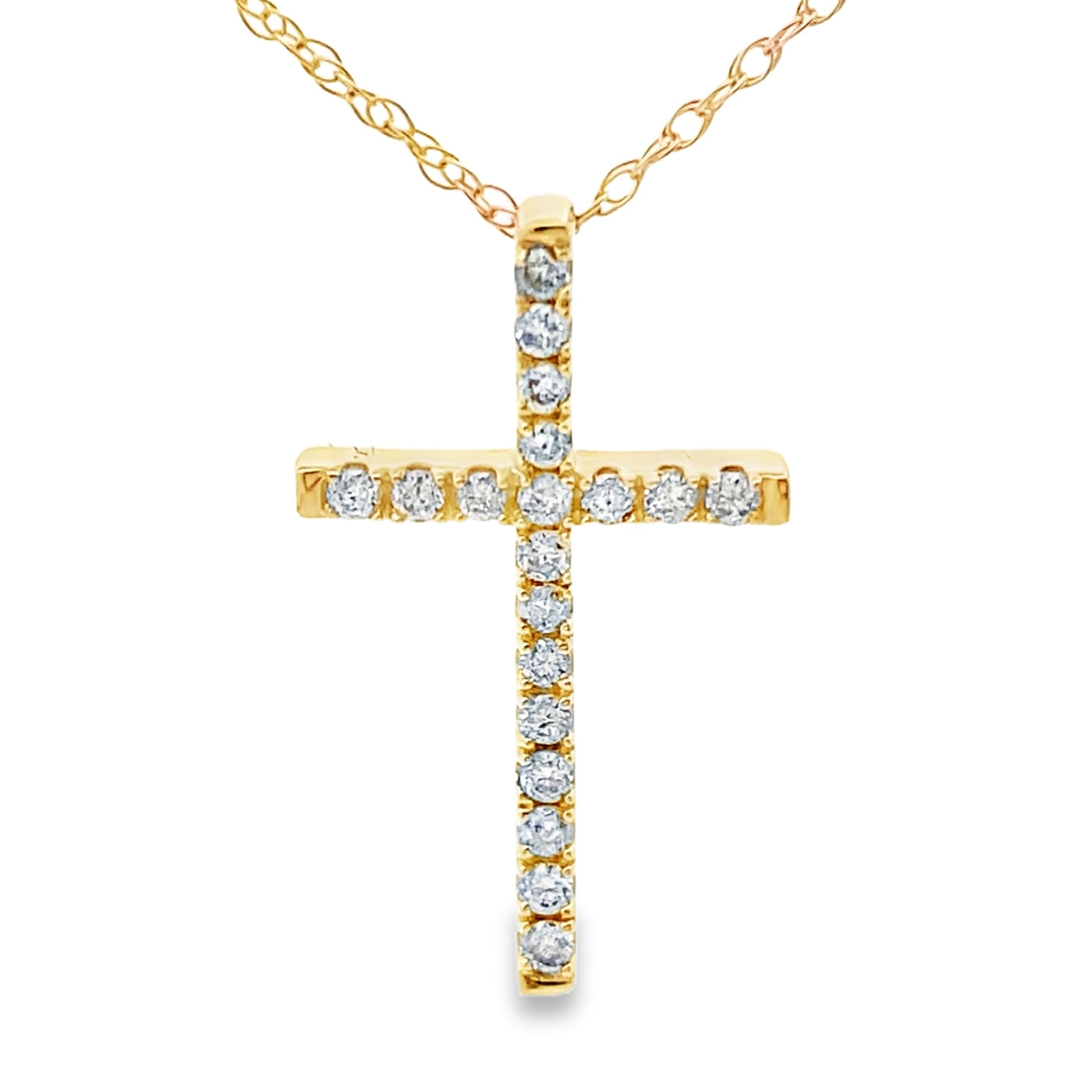 .13ct Diamond Cross Religious Pendant 14KT Yellow Gold Bids.com