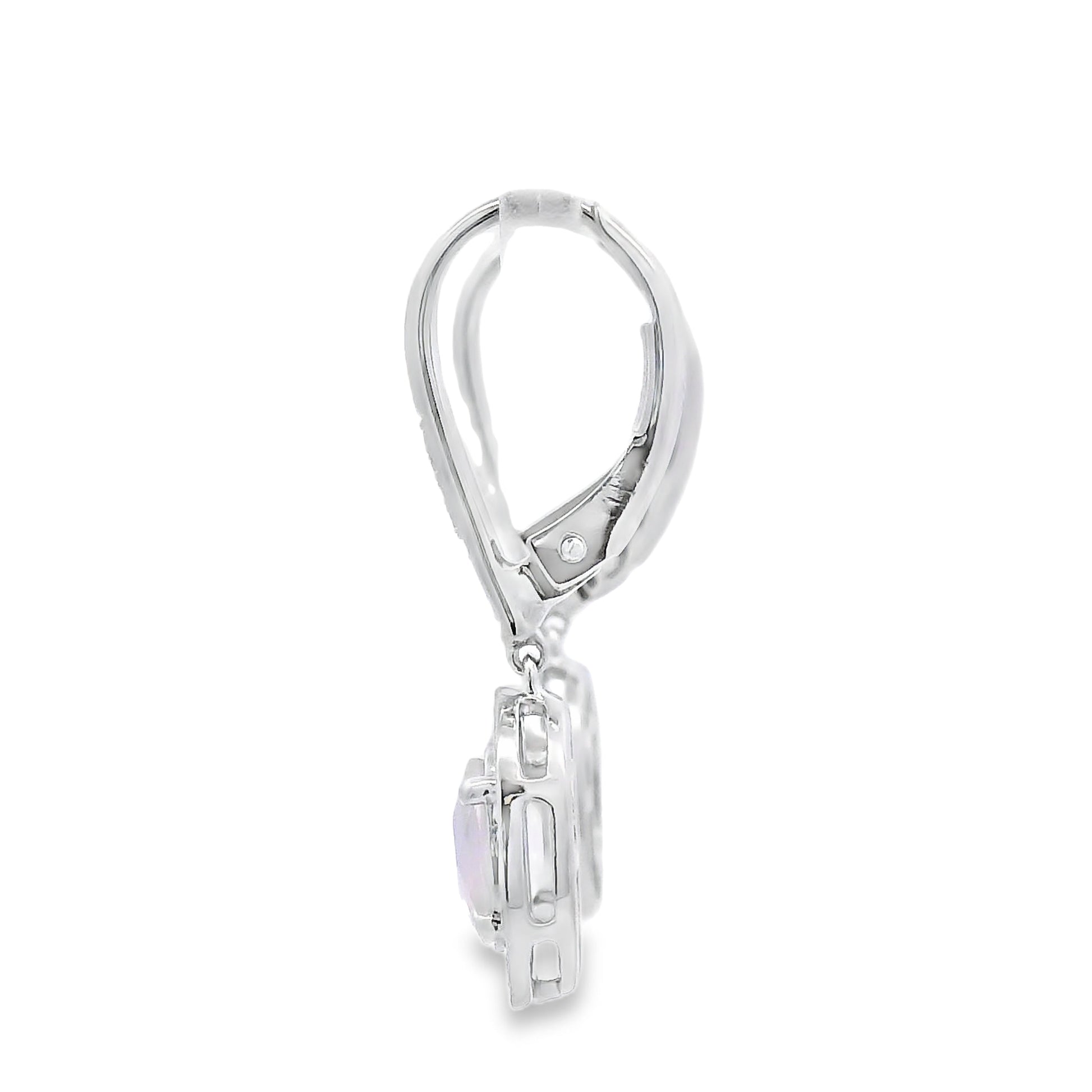 Rose Quartz Diamond Dangle Earrings 10KT White Gold Bids.com