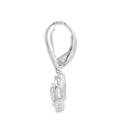 Rose Quartz Diamond Dangle Earrings 10KT White Gold Bids.com