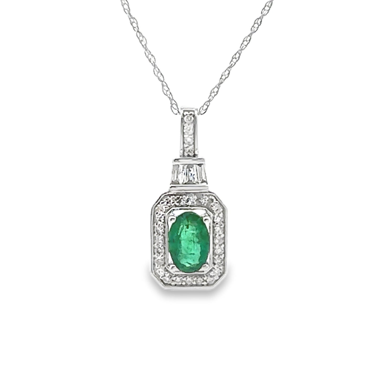 .57ct Emerald Diamond Fashion Pendants 14KT White Gold Bids.com