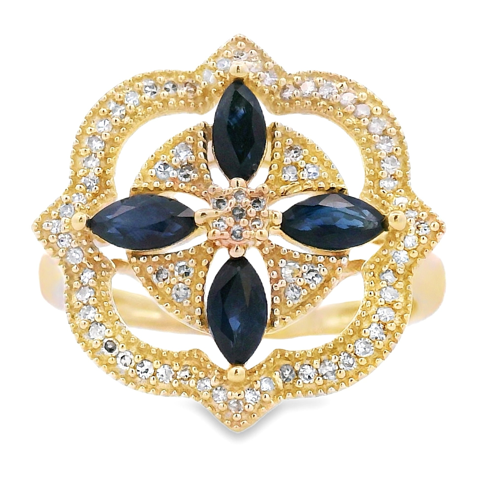 Genuine .88ct Sapphire Diamond Ring 14KT Yellow Gold Bids.com