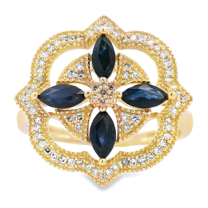 Genuine .88ct Sapphire Diamond Ring 14KT Yellow Gold Bids.com