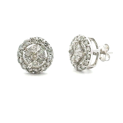 Natural 1.00ct Diamond Stud Earrings 10KT White Gold Bids.com