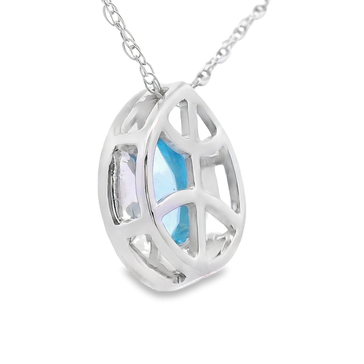 Blue Topaz Diamond Fashion Pendants 10KT White Gold Bids.com