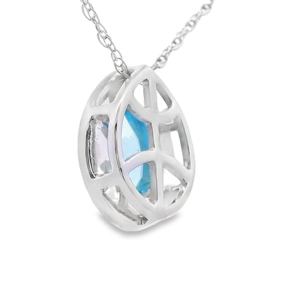 Blue Topaz Diamond Fashion Pendants 10KT White Gold Bids.com