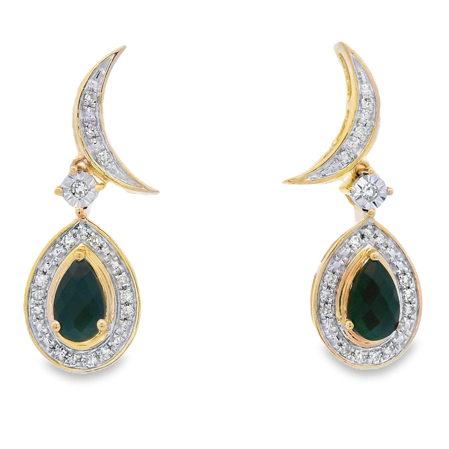.55ct Onyx Diamond Dangle Earrings 10KT Yellow Gold Bids.com