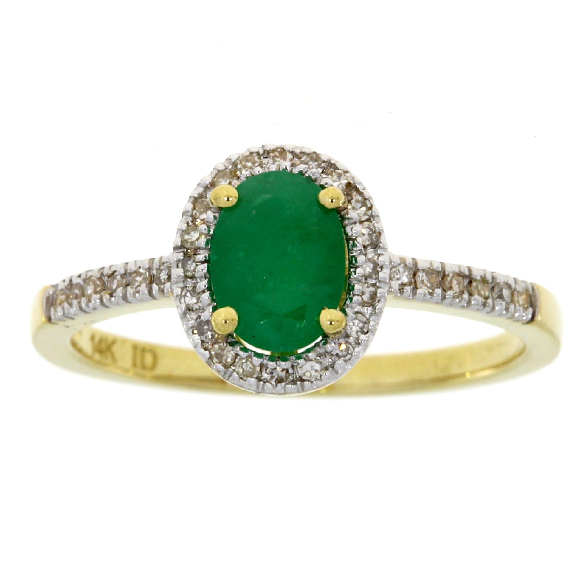Natural .94ct Emerald Diamond Ring 14KT Yellow Gold Bids.com