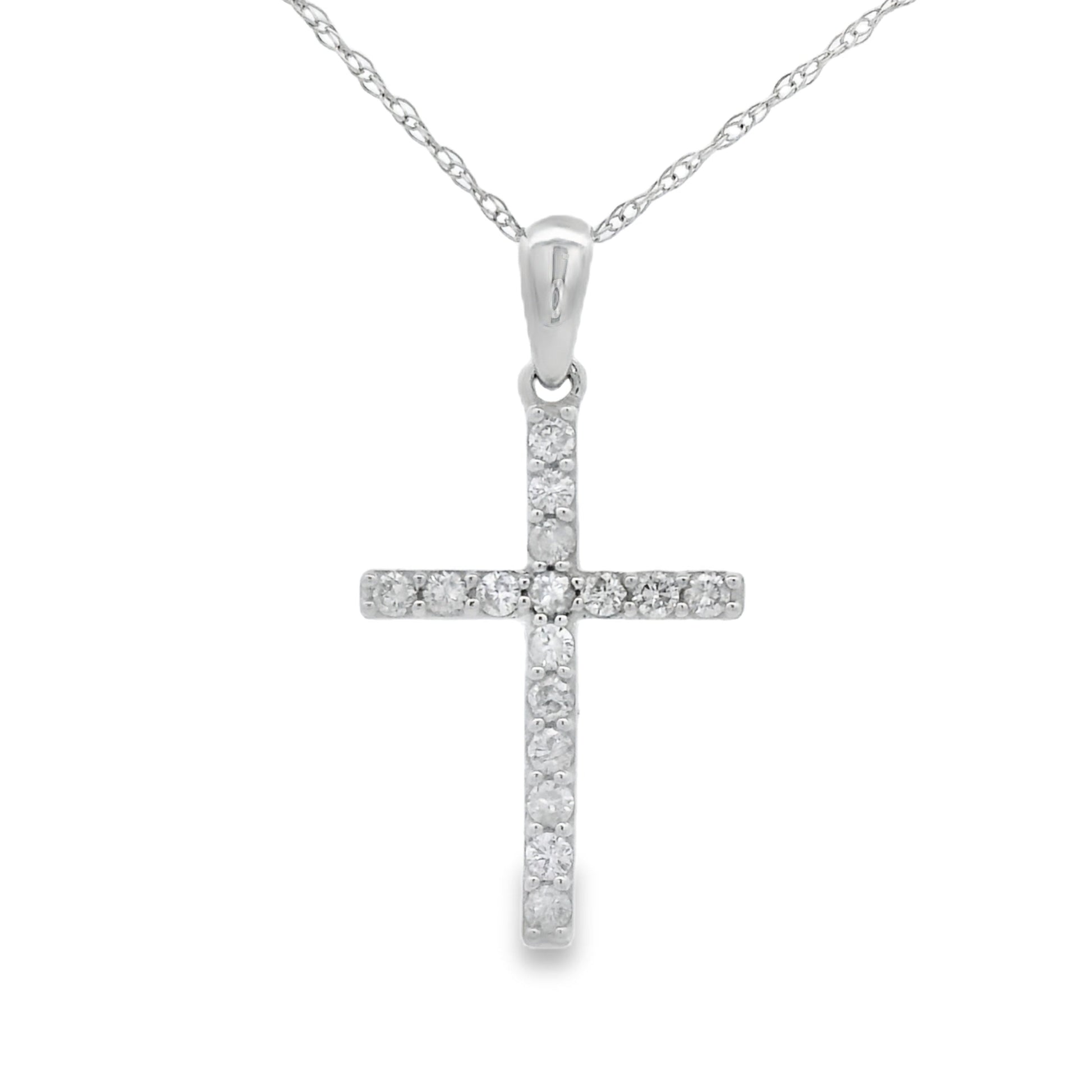 .19ct Diamond Cross Religious Pendant 14KT White Gold Bids.com