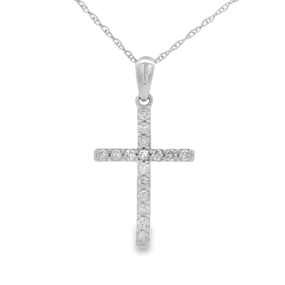 .19ct Diamond Cross Religious Pendant 14KT White Gold Bids.com