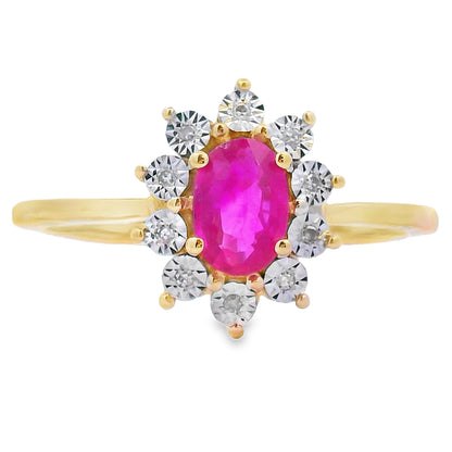 Genuine .63ct Ruby Diamond Ring 10KT Yellow Gold Bids.com