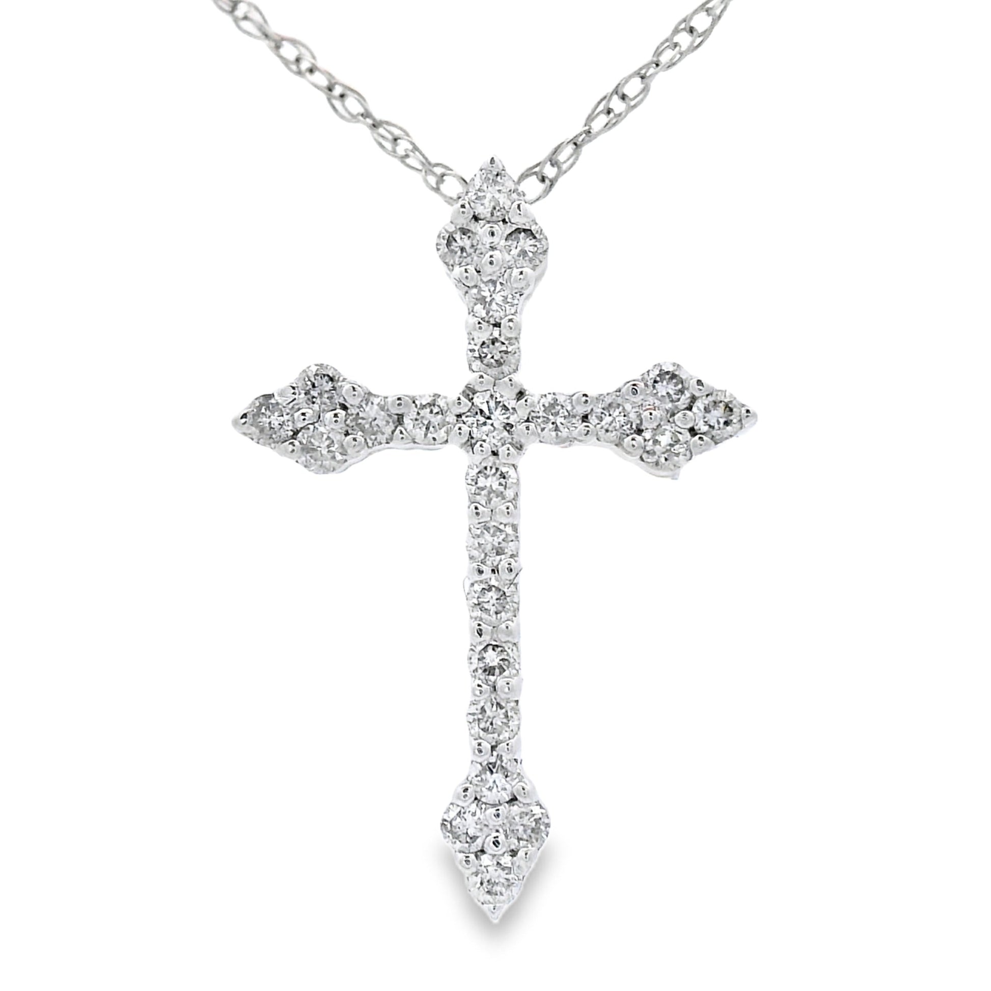 .16ct Diamond Cross Religious Pendant 14KT White Gold Bids.com