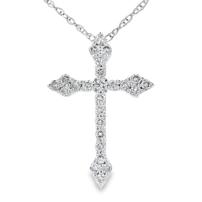 .16ct Diamond Cross Religious Pendant 14KT White Gold Bids.com