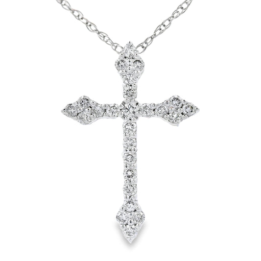 .16ct Diamond Cross Religious Pendant 14KT White Gold Bids.com