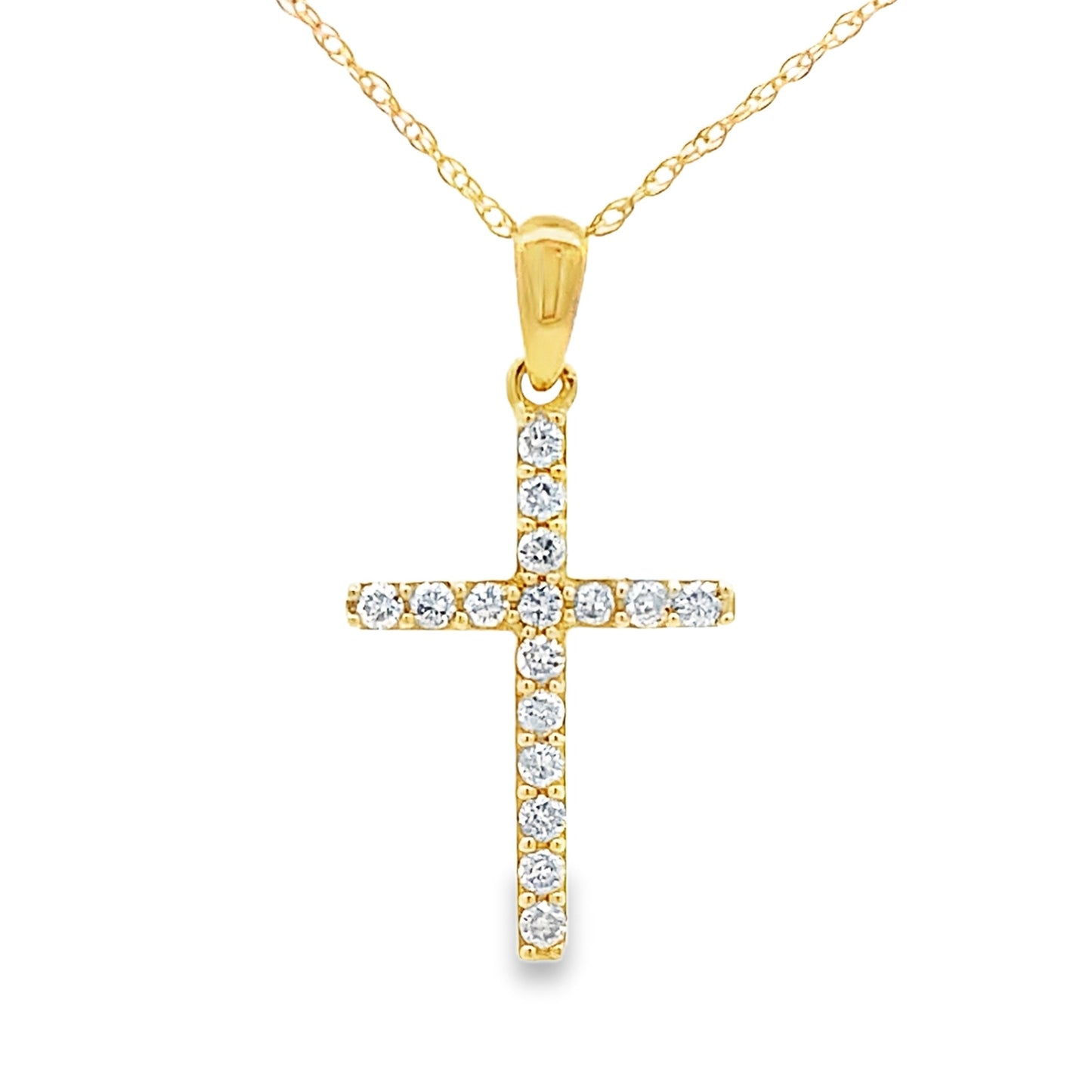 .19ct Diamond Cross Religious Pendant 14KT Yellow Gold Bids.com