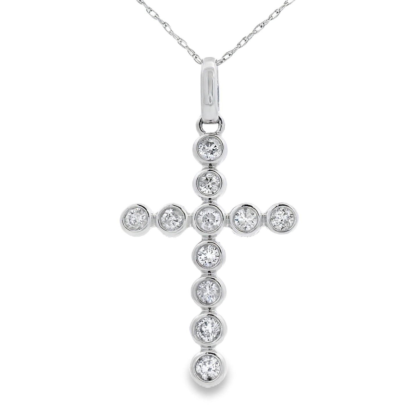 .50ct Diamond Cross Religious Pendant 14KT White Gold Bids.com