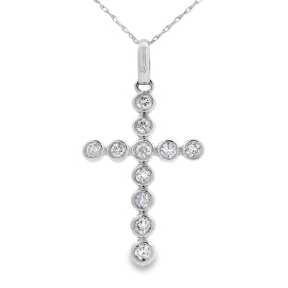 .50ct Diamond Cross Religious Pendant 14KT White Gold Bids.com