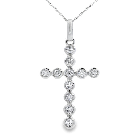 .50ct Diamond Cross Religious Pendant 14KT White Gold Bids.com