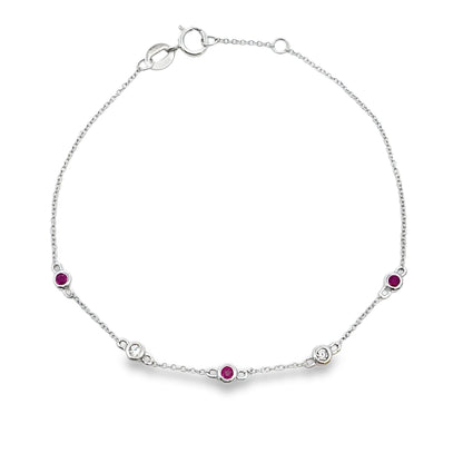 Natural .17ct Ruby Diamond Bracelet 14KT White Gold Bids.com