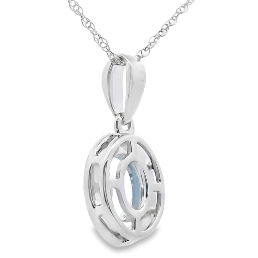 Aquamarine Diamond Fashion Pendants 10KT White Gold Bids.com