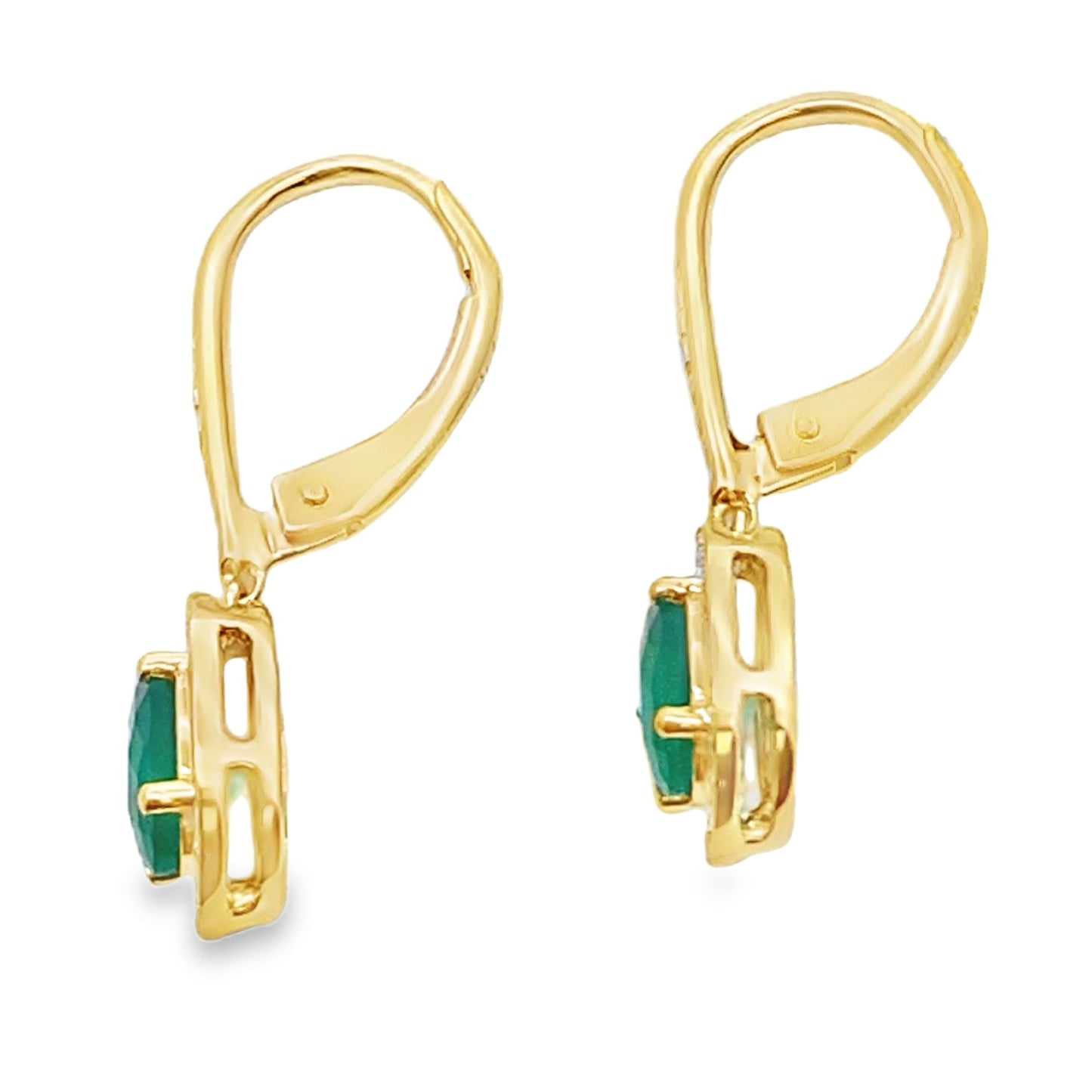 Chalcedony Diamond Dangle Earrings 10KT Yellow Gold Bids.com