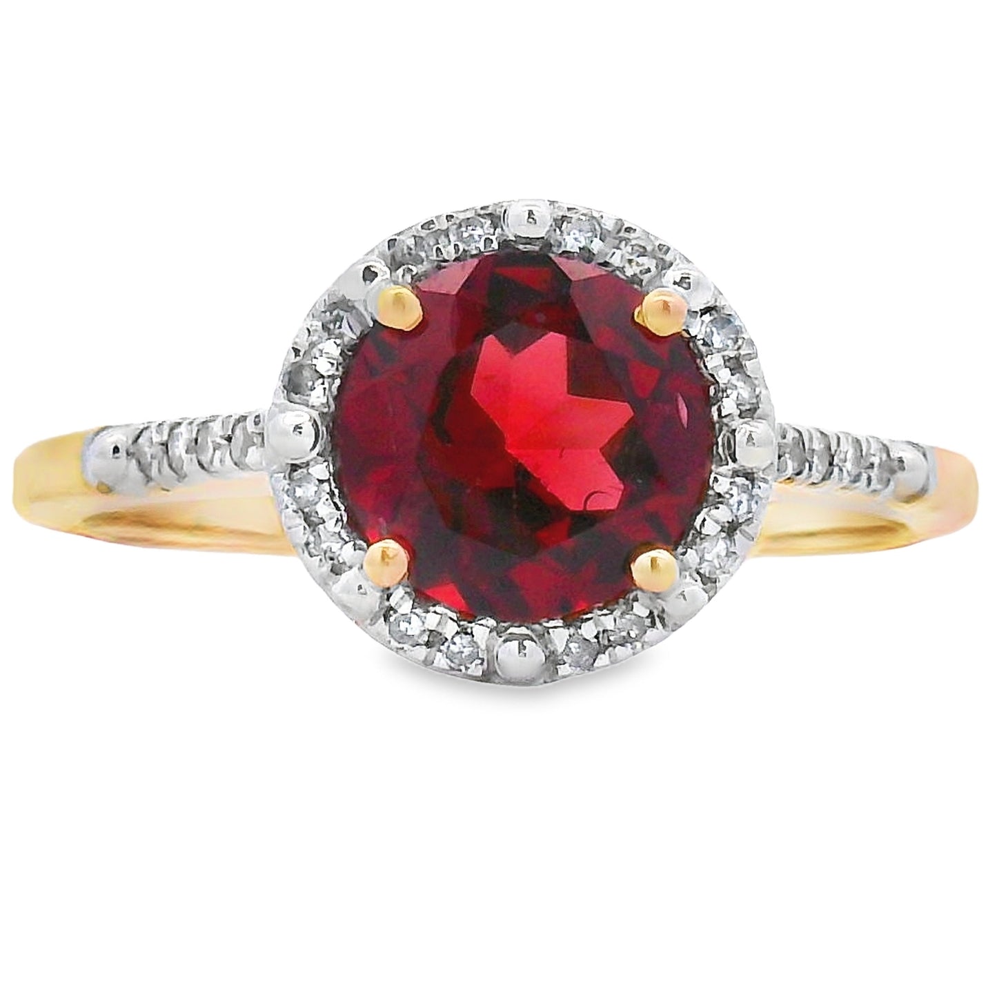 Natural 1.75ct Garnet Diamond Ring 10KT Yellow Gold Bids.com