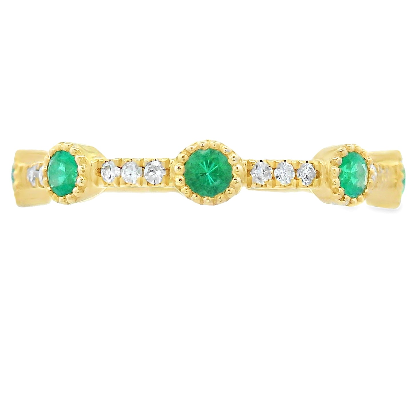 Emerald Diamond stackable band set 14KT Yellow Gold Bids.com