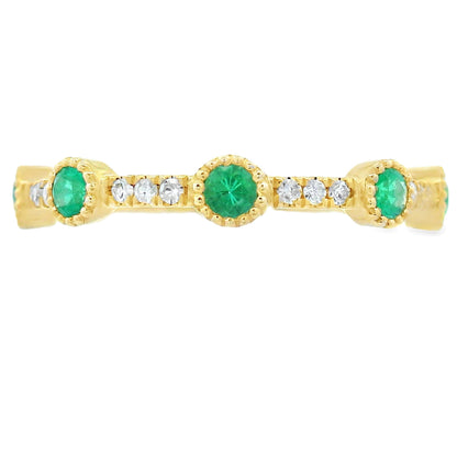Emerald Diamond stackable band set 14KT Yellow Gold Bids.com