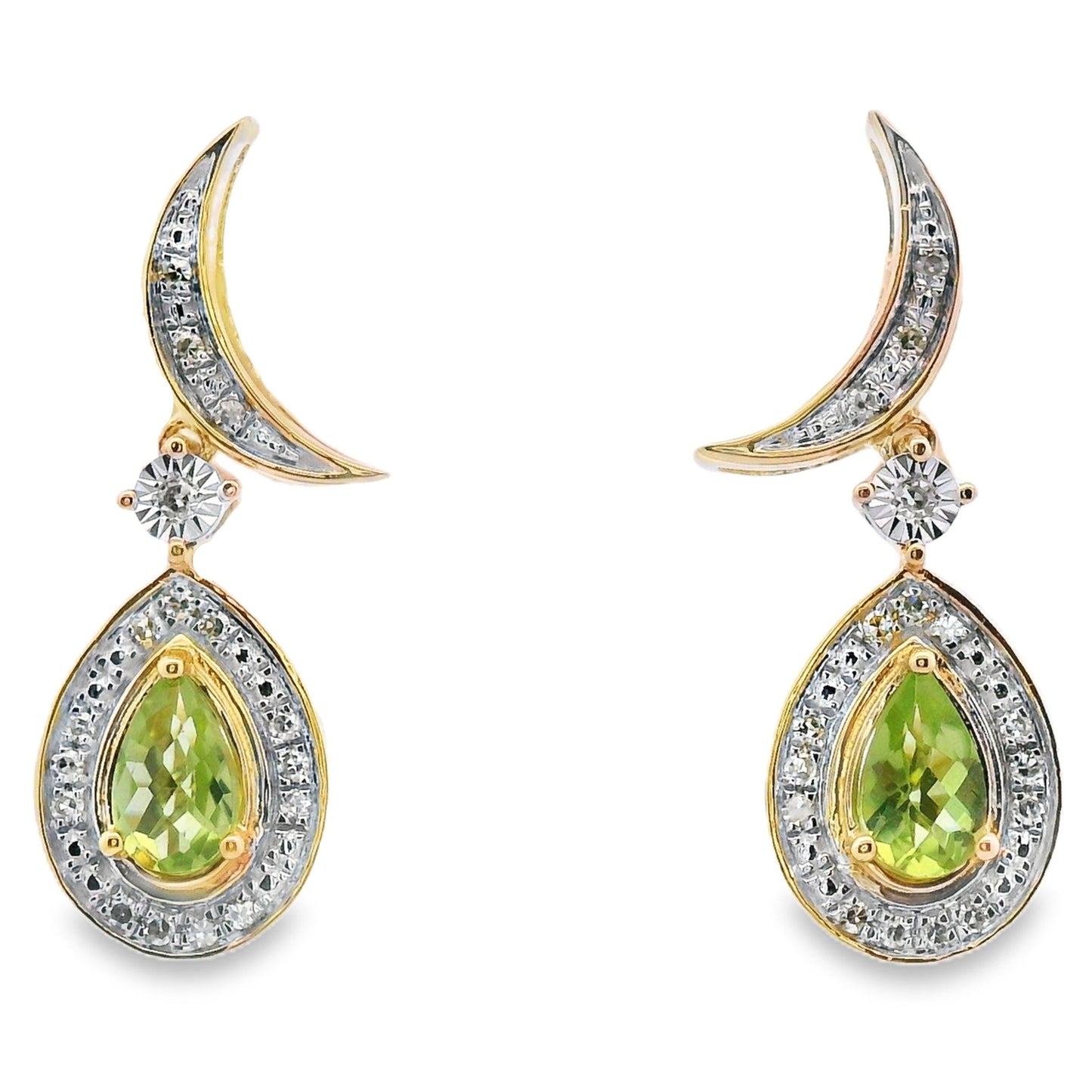 .52ct Peridot Diamond Dangle Earrings 10KT Yellow Gold Bids.com