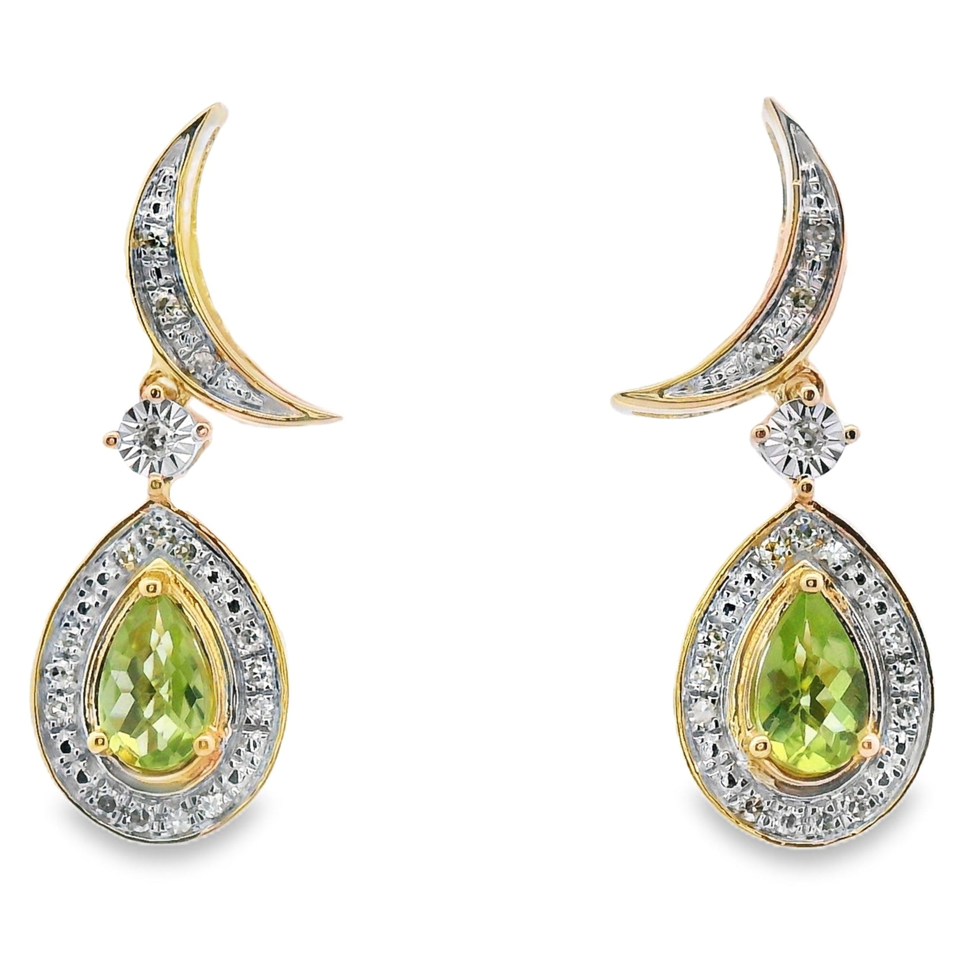 .52ct Peridot Diamond Dangle Earrings 10KT Yellow Gold Bids.com