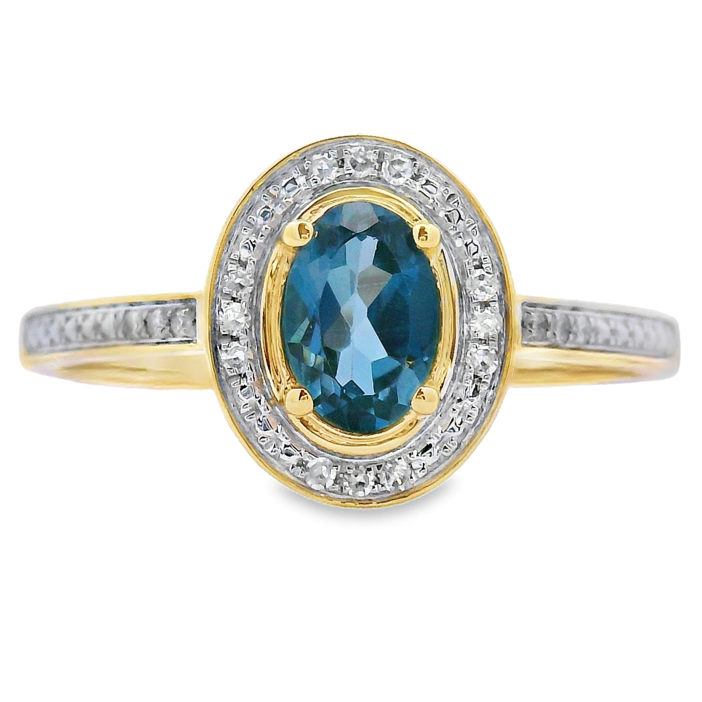 .59ct London Blue Topaz Diamond Ring 10KT Yellow Gold Bids.com