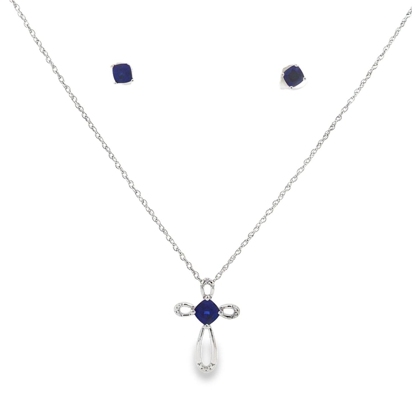 Genuine Created Sapphire Jewelry sets Sterling Silver Bids.com
