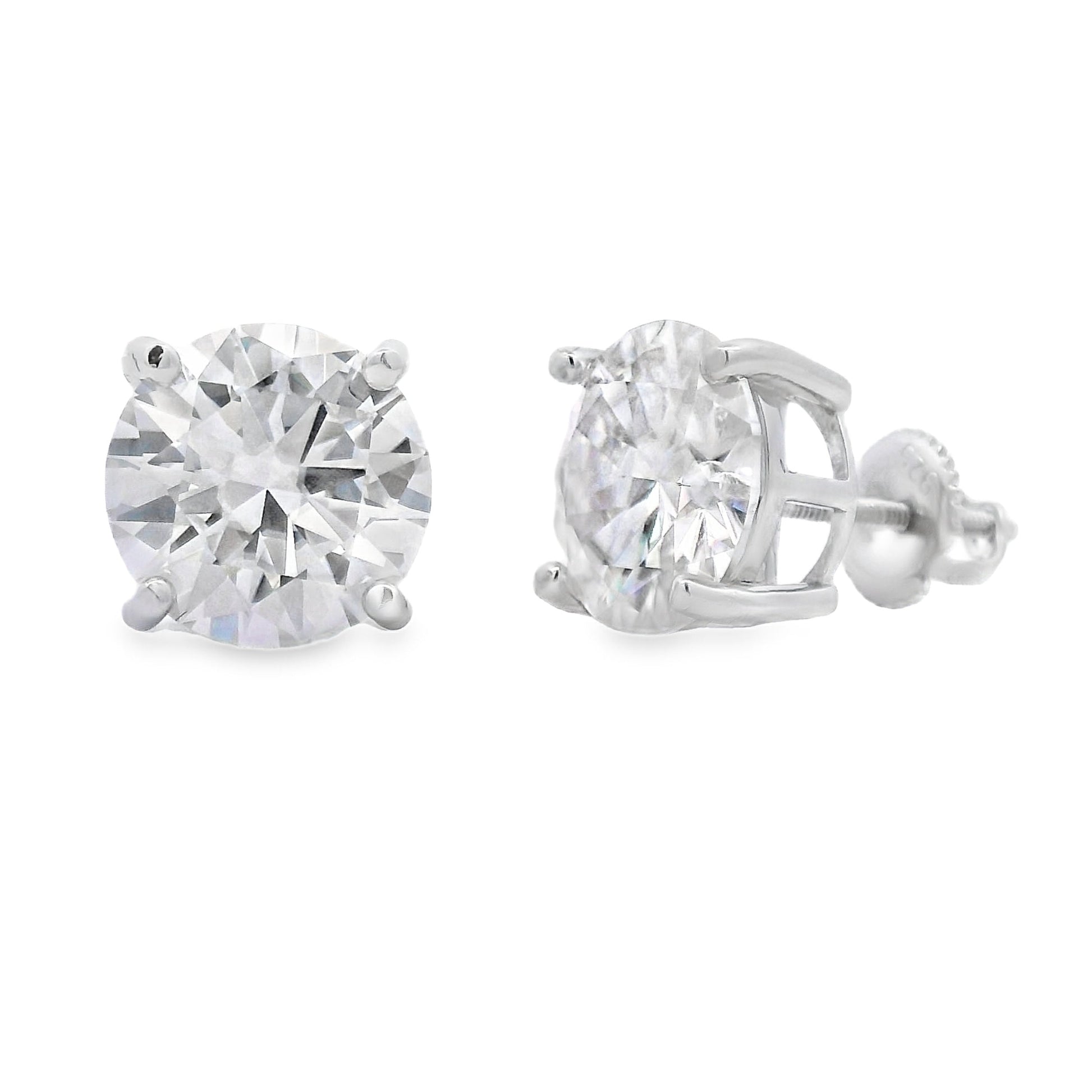 Natural 8.00ct Moissanite Stud Earrings Sterling Silver Bids.com