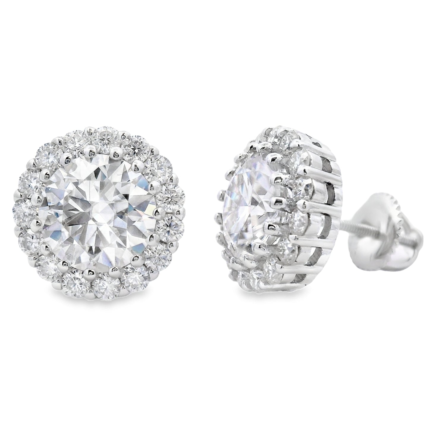 Natural 5.00ct Moissanite Stud Earrings Sterling Silver Bids.com