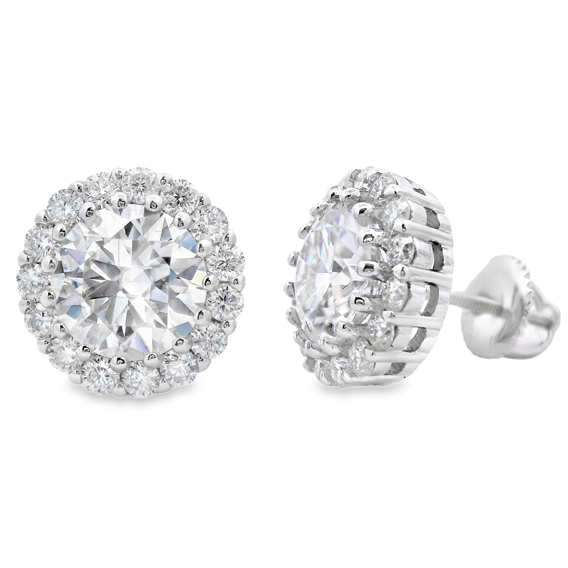 Natural 5.00ct Moissanite Stud Earrings Sterling Silver Bids.com