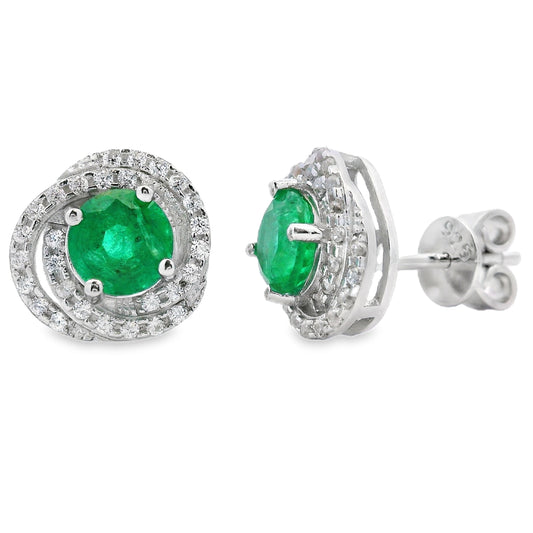 1.66ct Emerald Zircon Stud Earrings Sterling Silver Bids.com