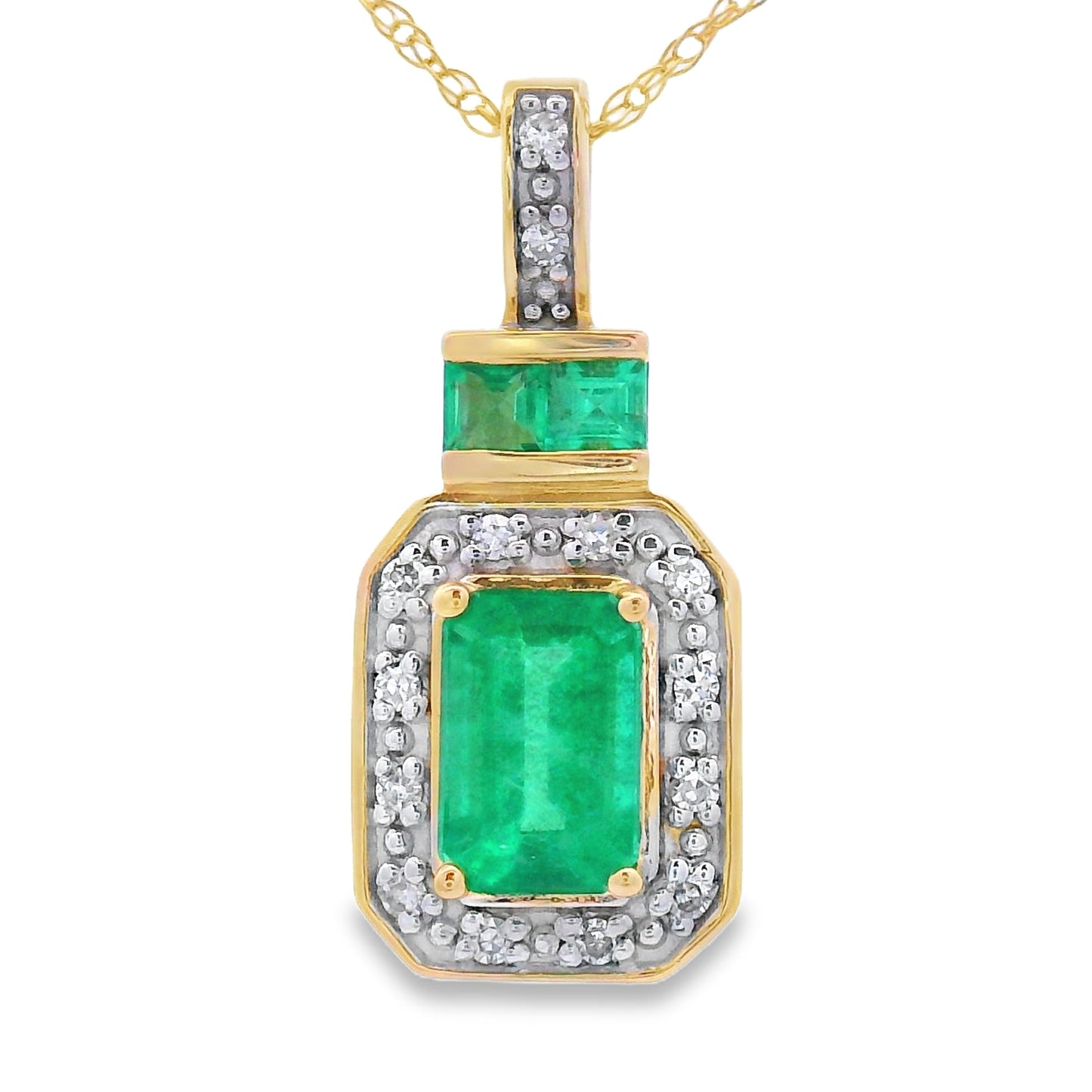 .64ct Emerald Diamond Fashion Pendants 14KT Yellow Gold Bids.com