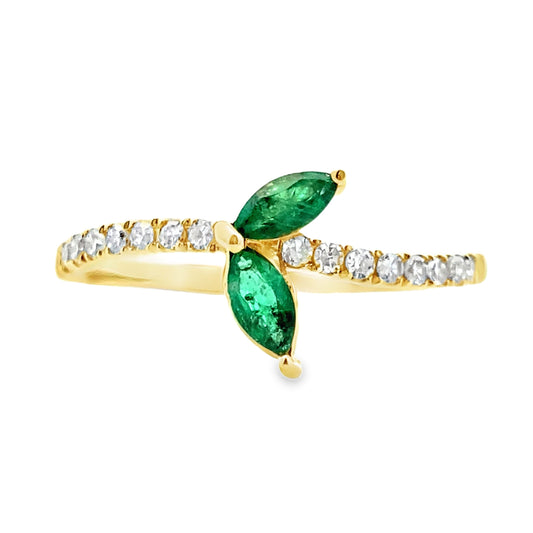 Natural .29ct Emerald Diamond Ring 14KT Yellow Gold Bids.com