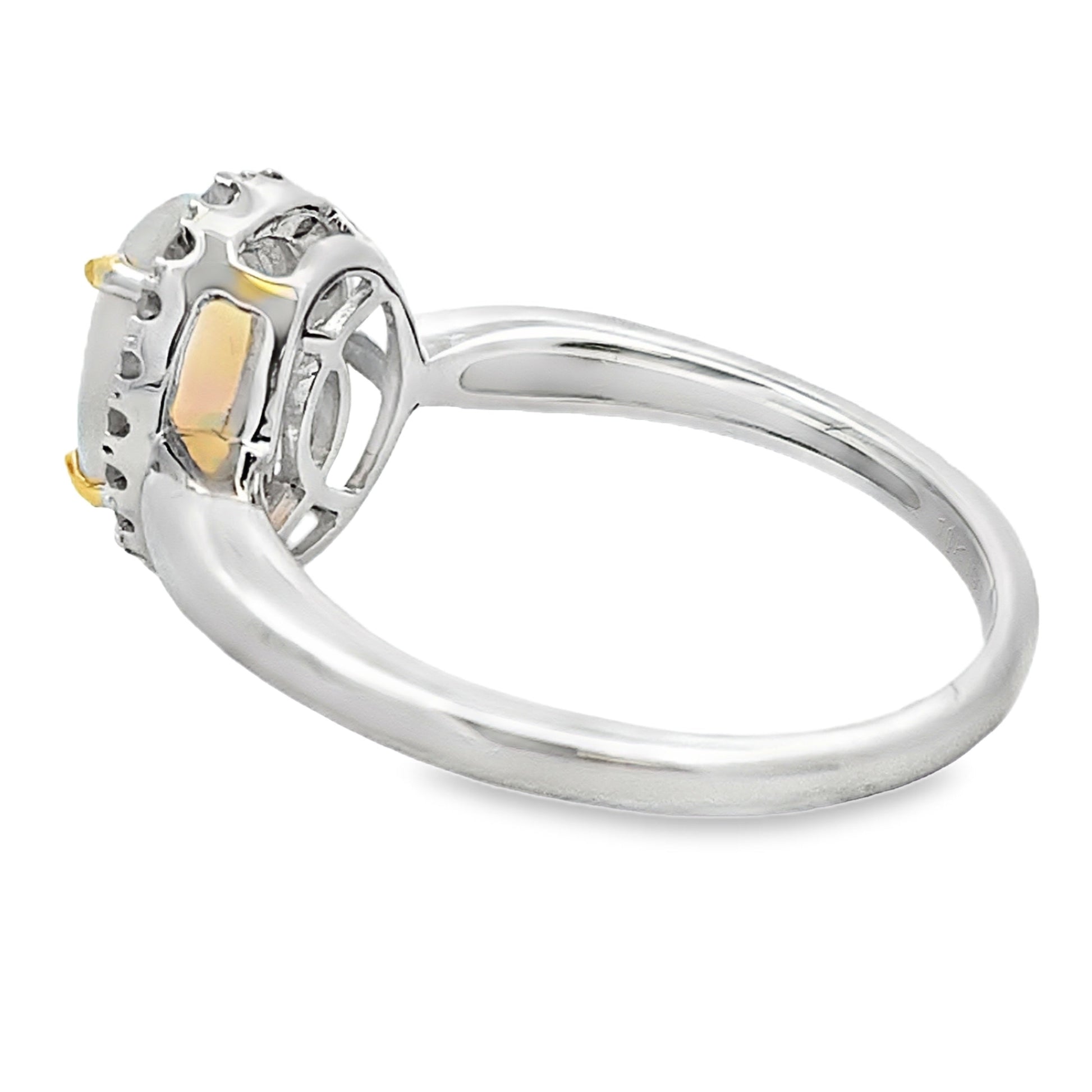 Natural .95ct Opal Diamond Ring 10KT White Gold Bids.com