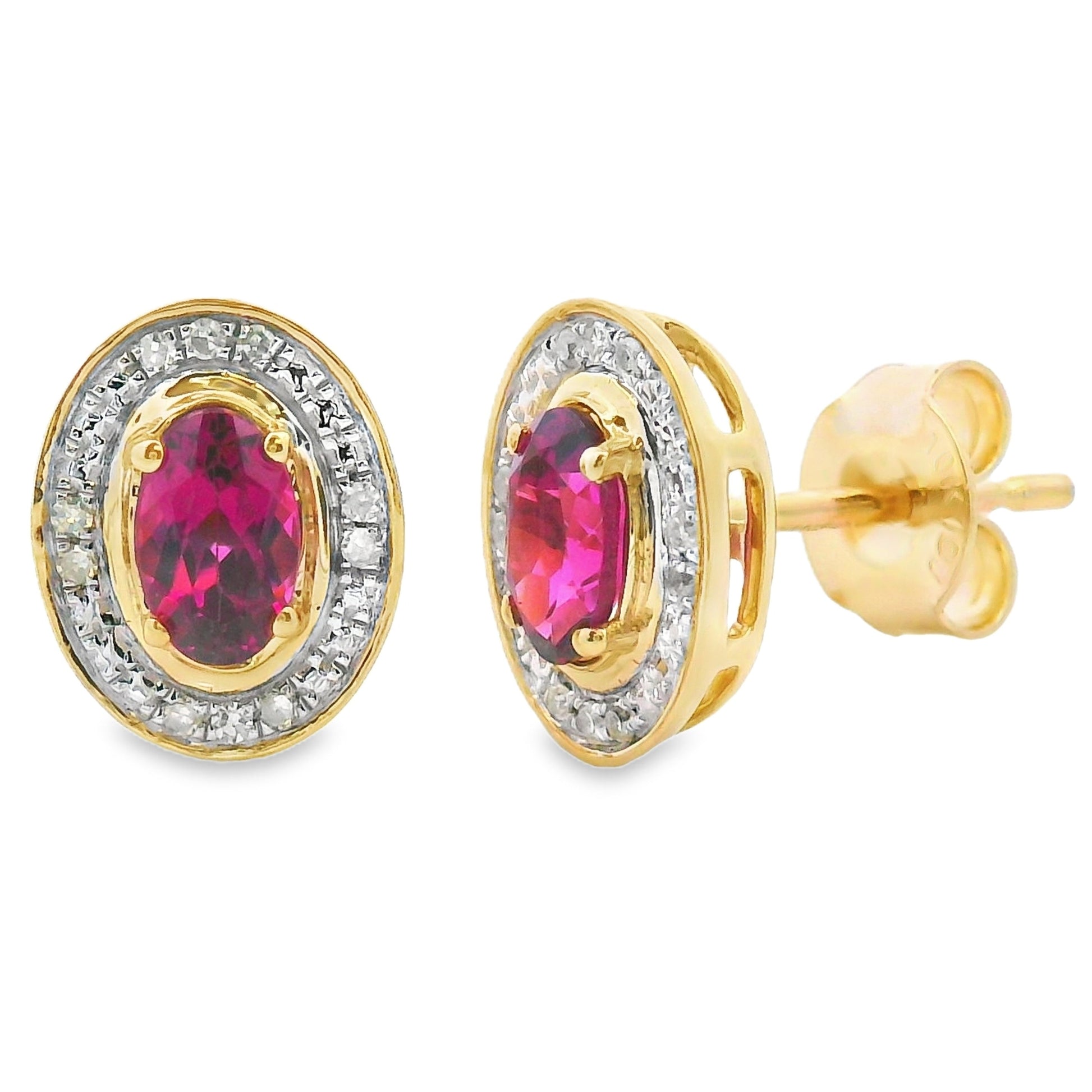 Genuine .67ct Garnet Diamond Earrings 10KT Yellow Gold Bids.com