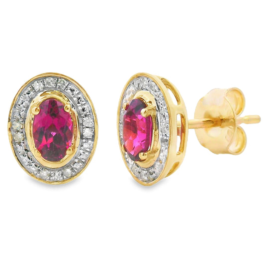 Genuine .67ct Garnet Diamond Earrings 10KT Yellow Gold Bids.com
