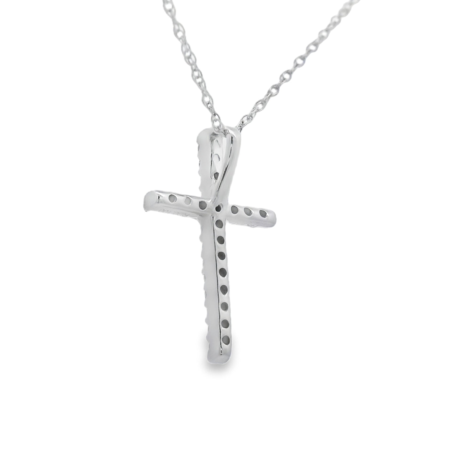.10ct Diamond Cross Religious Pendant 14KT White Gold Bids.com