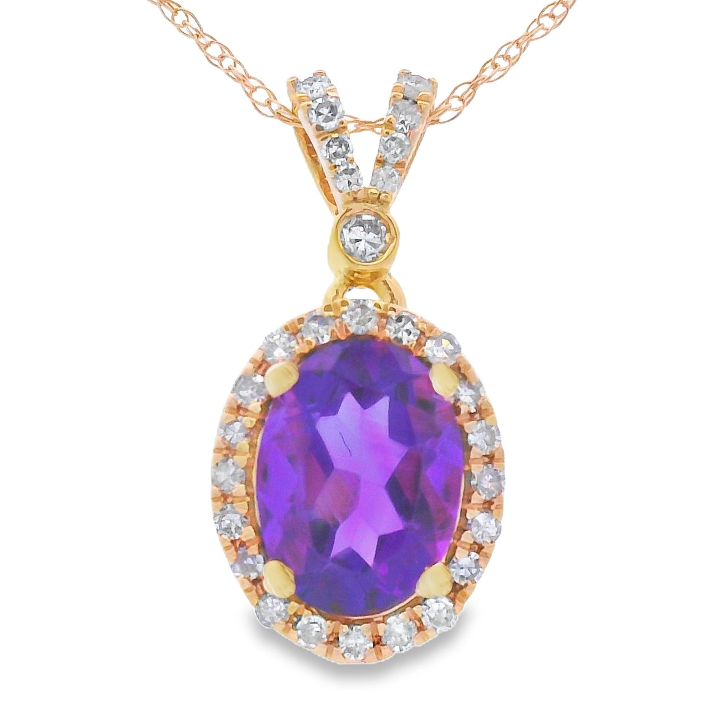 Amethyst Diamond Fashion Pendants 14KT Yellow Gold Bids.com
