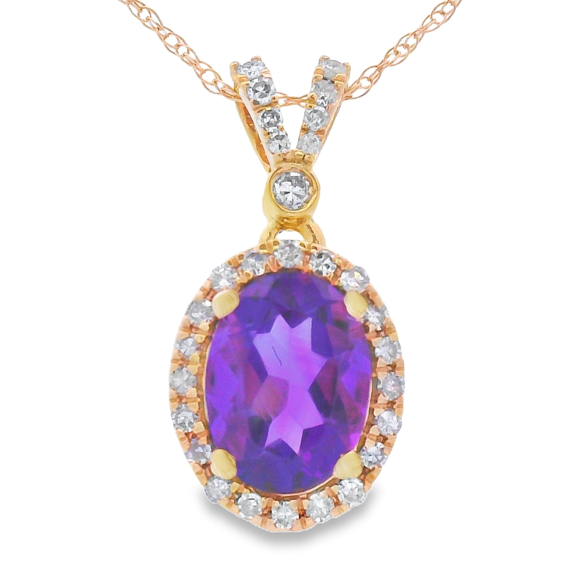 Amethyst Diamond Fashion Pendants 14KT Yellow Gold Bids.com