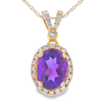 Amethyst Diamond Fashion Pendants 14KT Yellow Gold Bids.com