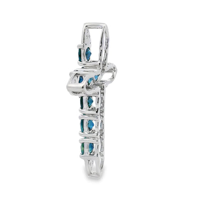 1.68ct Sapphire Cross Religious Pendant 14KT White Gold Bids.com