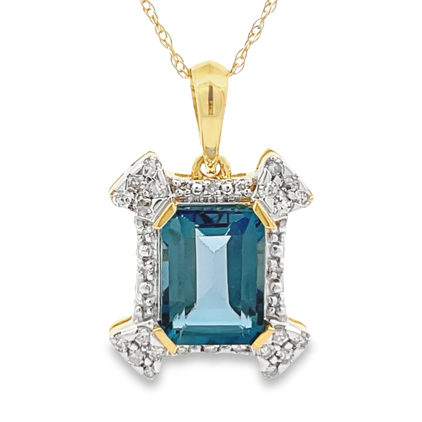 London Blue Topaz Fashion Pendants 10KT Yellow Gold Bids.com