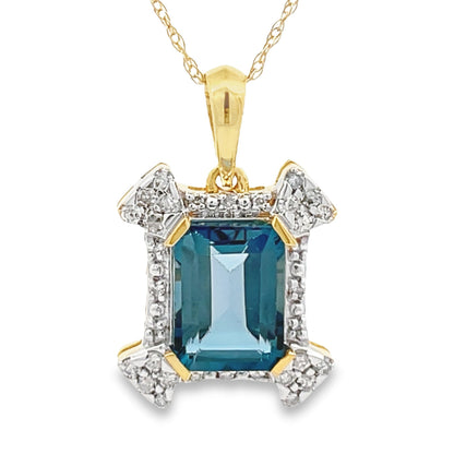 London Blue Topaz Fashion Pendants 10KT Yellow Gold Bids.com