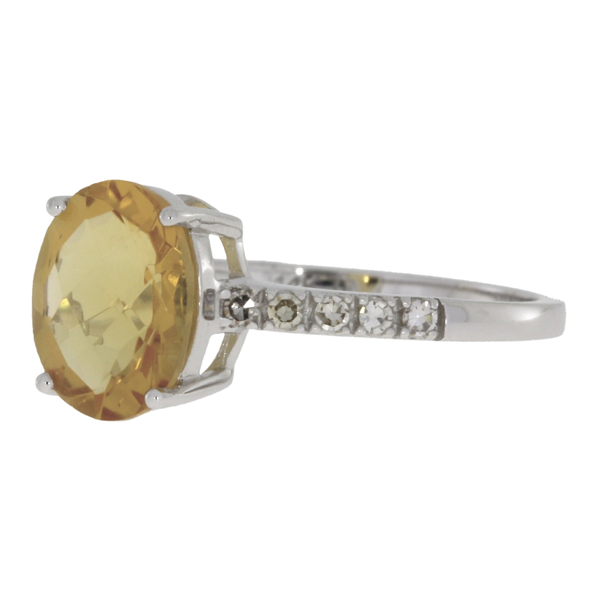 Natural 2.20ct Citrine Diamond Ring 14KT White Gold Bids.com
